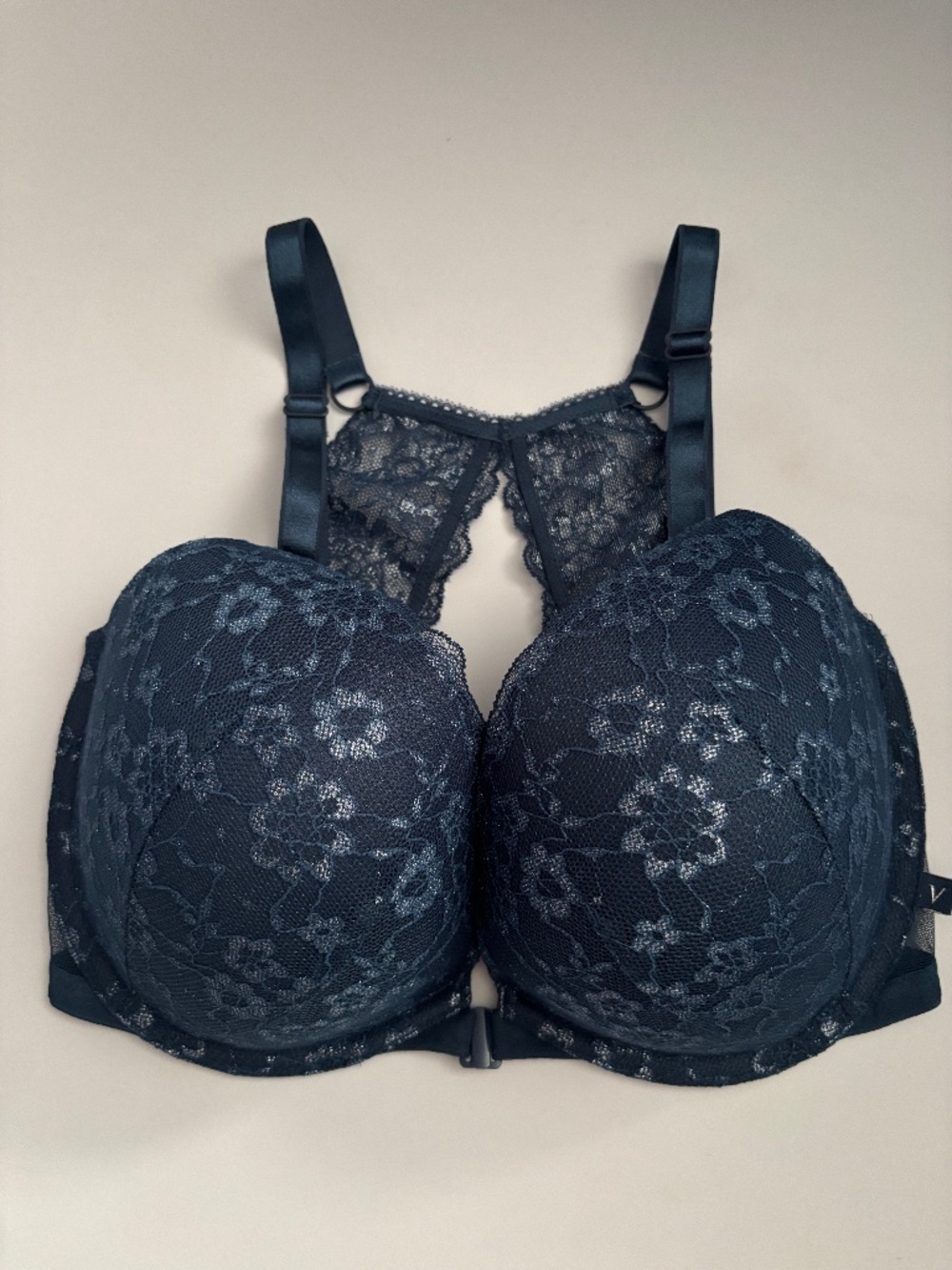 Victoria's Secret Nwt Green Shimmer Foil Silver Front Close Push Up Bra